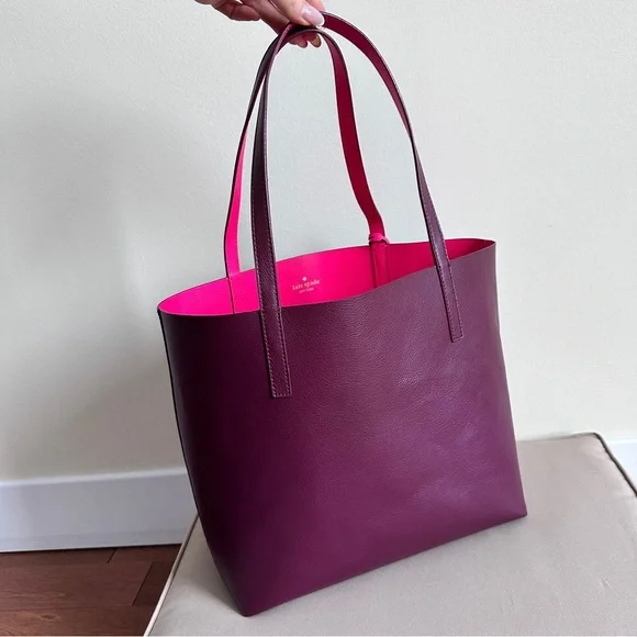 Kate Spade NY Ava Reversible Women's Tote Bag, Large - Pink and Burgundy - Picture 5 of 16